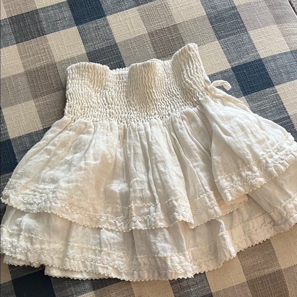 Women’s White Tiered Smocked Circle Skirt